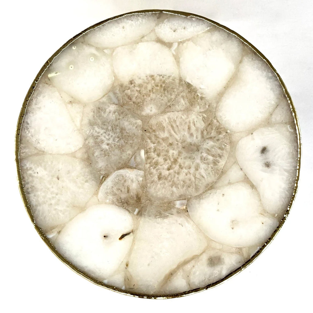 White Crystal Agate Cake Stand/Centrepiece/Display Stand/Tray 10" Round